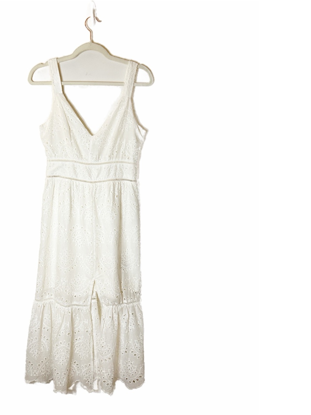 Altar'd State White Embroidered Eyelet Midi Dress Boho Slit SZ S